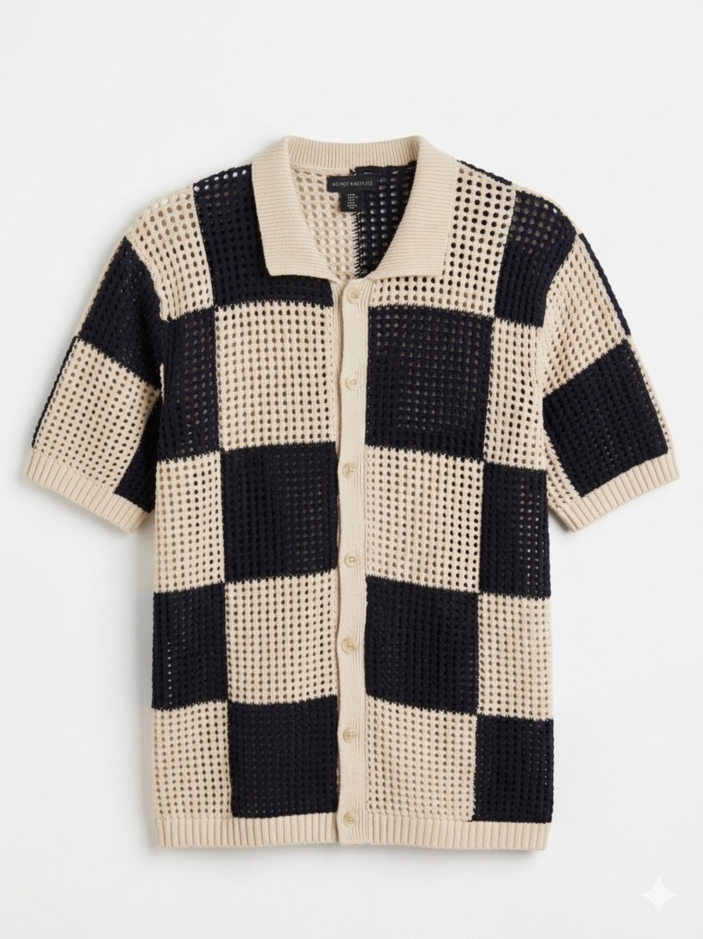 Art of Rhetoric Crochet Checkerboard Shirt - Men's M